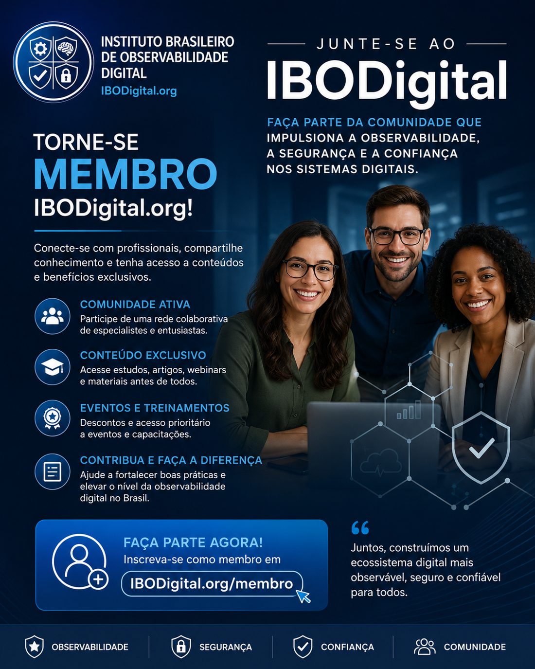 Peça institucional do IBODigital convidando profissionais a se tornarem membros